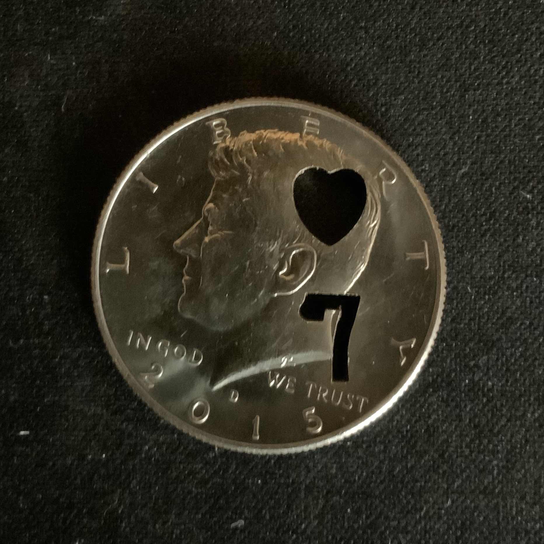 Punched Out Half Dollar Seven of Hearts