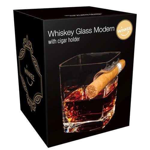 Whisky glass with cigar holder 2